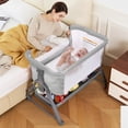 thumbnail image 1 of Cuna para bebés 3 en 1 de Bedside Crib JOPHUN con ajuste de altura, color gris, 1 of 8