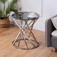 thumbnail image 6 of Yesfashion Round Side Table with Glass Top, Stainless Steel Frame Modern Spiral Center Table, Small Coffee Table for Bedroom, Living Room, Guestroom 19.69x21.65in, 6 of 8