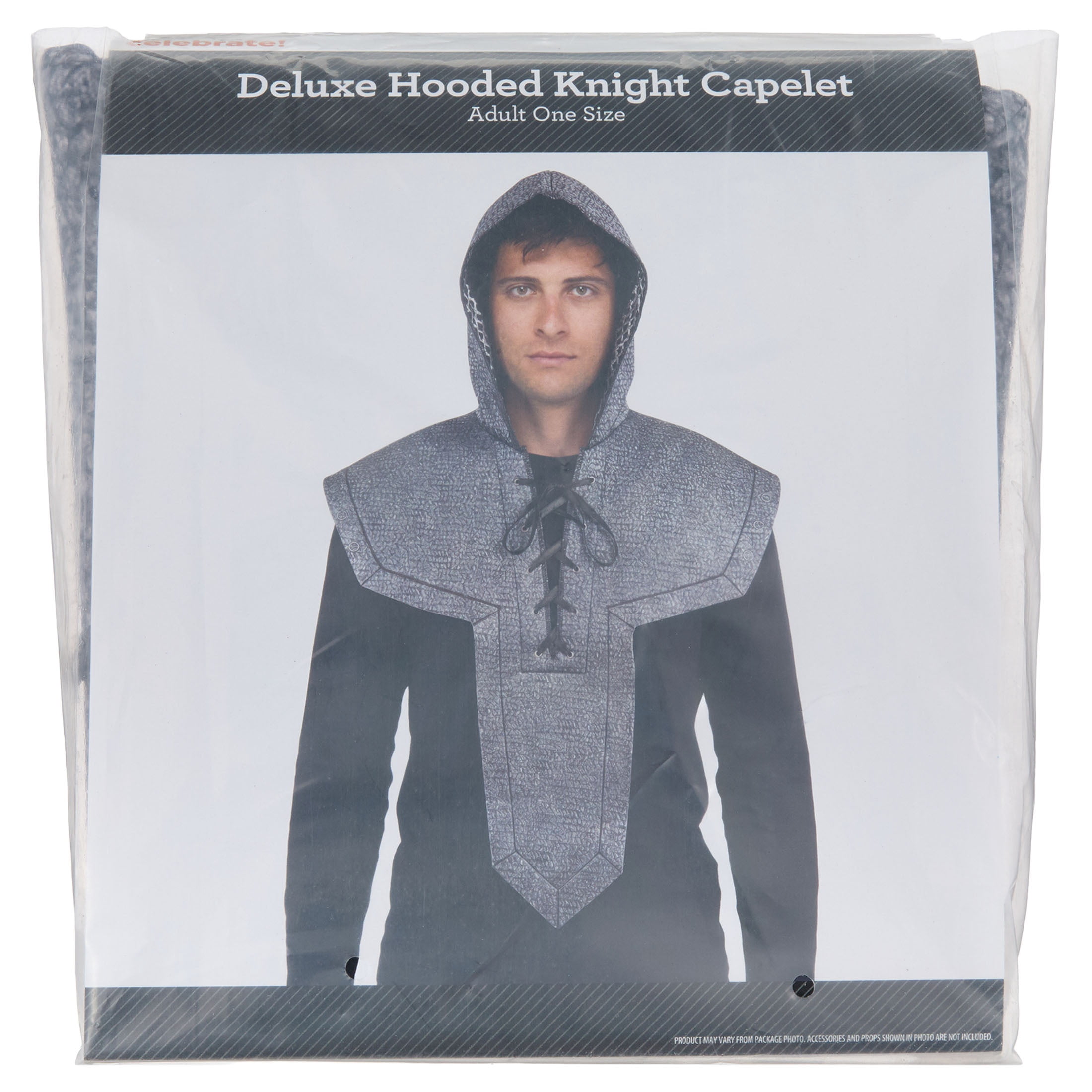 Deluxe Hooded Knight Capelet Costume Accessory for Adults, Gray, Halloween by Way To Celebrate