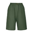 thumbnail image 5 of RYRJJ Bermuda Shorts for Women Wide Leg Cotton Linen Knee Length Summer Casual Long Shorts Loose High Waisted Short with Pockets(Green,M), 5 of 6