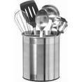 thumbnail image 3 of Jumbo Stainless Steel Rotating Utensil Holder with Removable Divider - Stylish kitchen cooking utensil organizer. Height 7.5"., 3 of 7