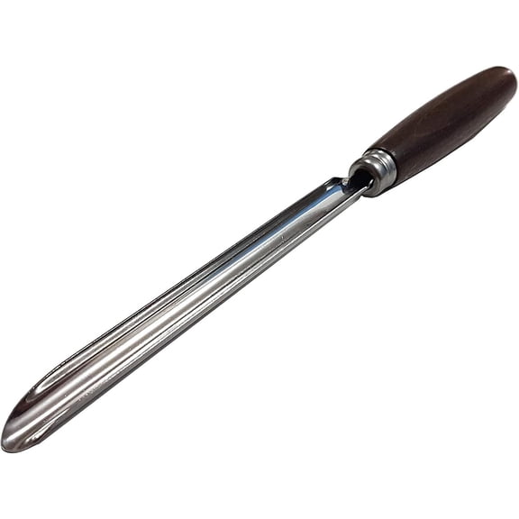 5.7" Zucchini/Cucumber Corer Inox Stainless Steel 14.5cm Eggplant Corer, Wooden Handle, Brown