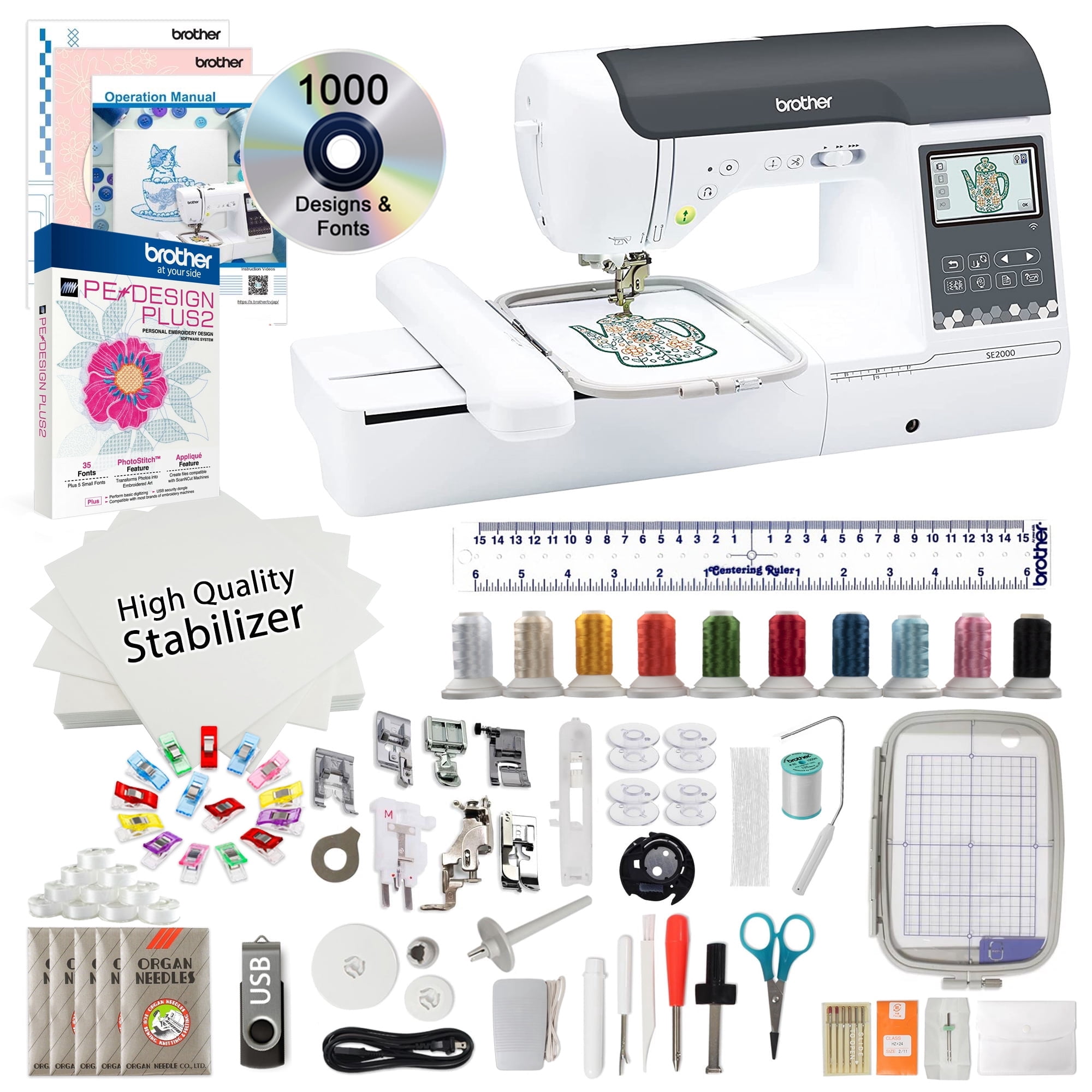 Brother SE2000 Computerized Sewing and Embroidery Machine, 5" x 7" Hoop Area with $1099 Bonus Bundle