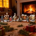thumbnail image 4 of Christmas Village Sets 12 Pcs LED Lighted Houses with Figurines, Resin Winter Village Display for Christmas Town Scene Desktop Table Indoor Room Decorations, 4 of 8