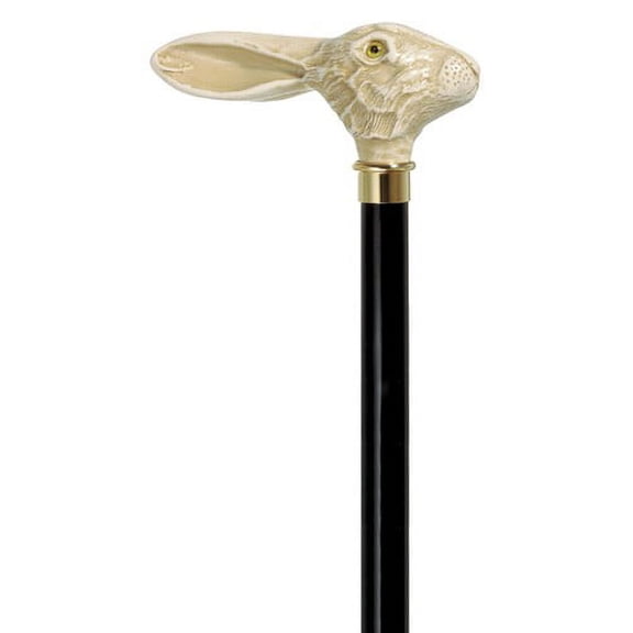 Jack Rabbit Walking cane in white Ivory style imported from Italy
