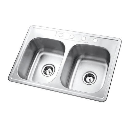 Gourmetier Studio GKTD33226 Self-Rimming Double Bowl Kitchen Sink, Satin Nickel
