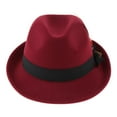 thumbnail image 5 of Men's Women' Felt Feather Fedora Hat Vintage Panama Trilby Hat red,, 5 of 9
