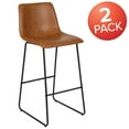 thumbnail image 3 of Emma + Oliver Set of 2 Kitchen Bar Height Stool - 30 Inch Light Brown LeatherSoft Barstool, 3 of 14