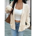 thumbnail image 4 of Women'S Oversized Chunky Knit Cardigan Fashion Long Sleeve Front Open Sweater Fall Winter Outerwear Apricot L, 4 of 8