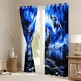 thumbnail image 3 of Manfei Rustic Wolf Kitchen Curtains,Mystic Woodland Black Out Curtains Pack of 2 (42x63 Each),Blue, 3 of 7