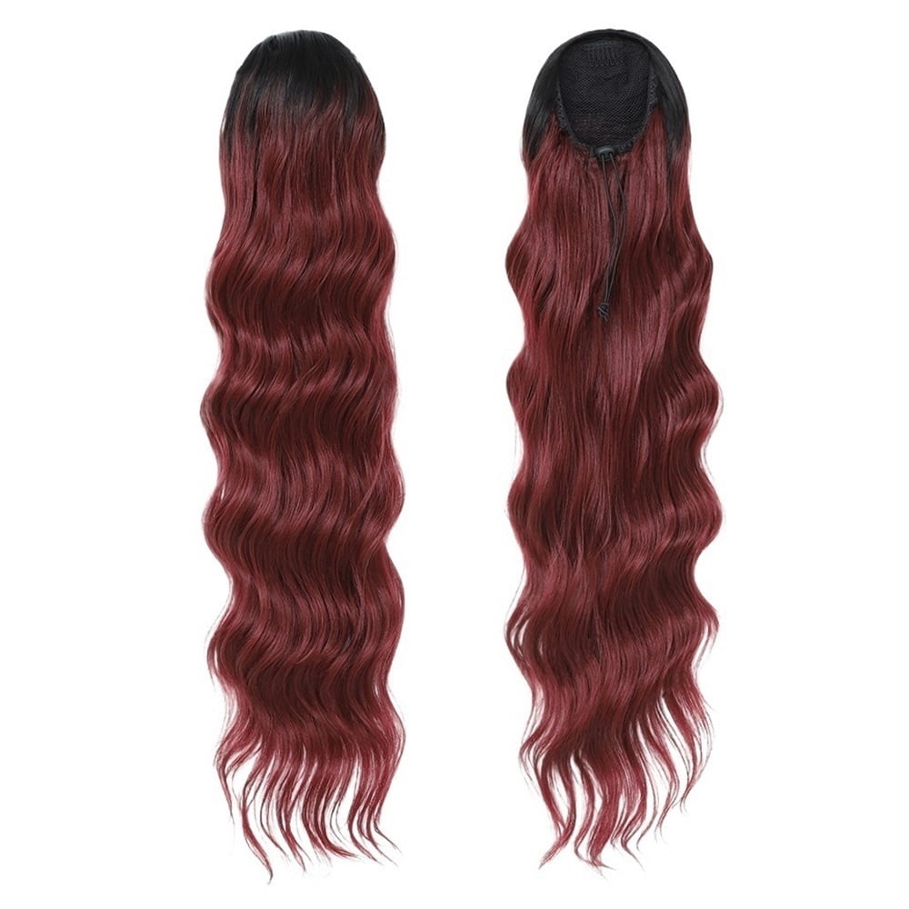 28 Inch Long Loose Deep Wave Pony Tail Synthetic Hair Pieces Drawstring Curly Wavy Ponytail Clip in Hair Extensions