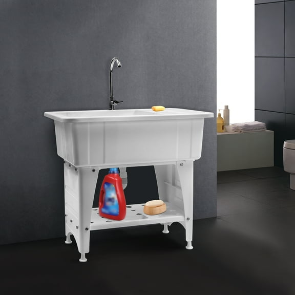 Environmentally Friendly Utility Sink Laundry Tub – High Faucet, Water-Resistant, Convenient for Laundry