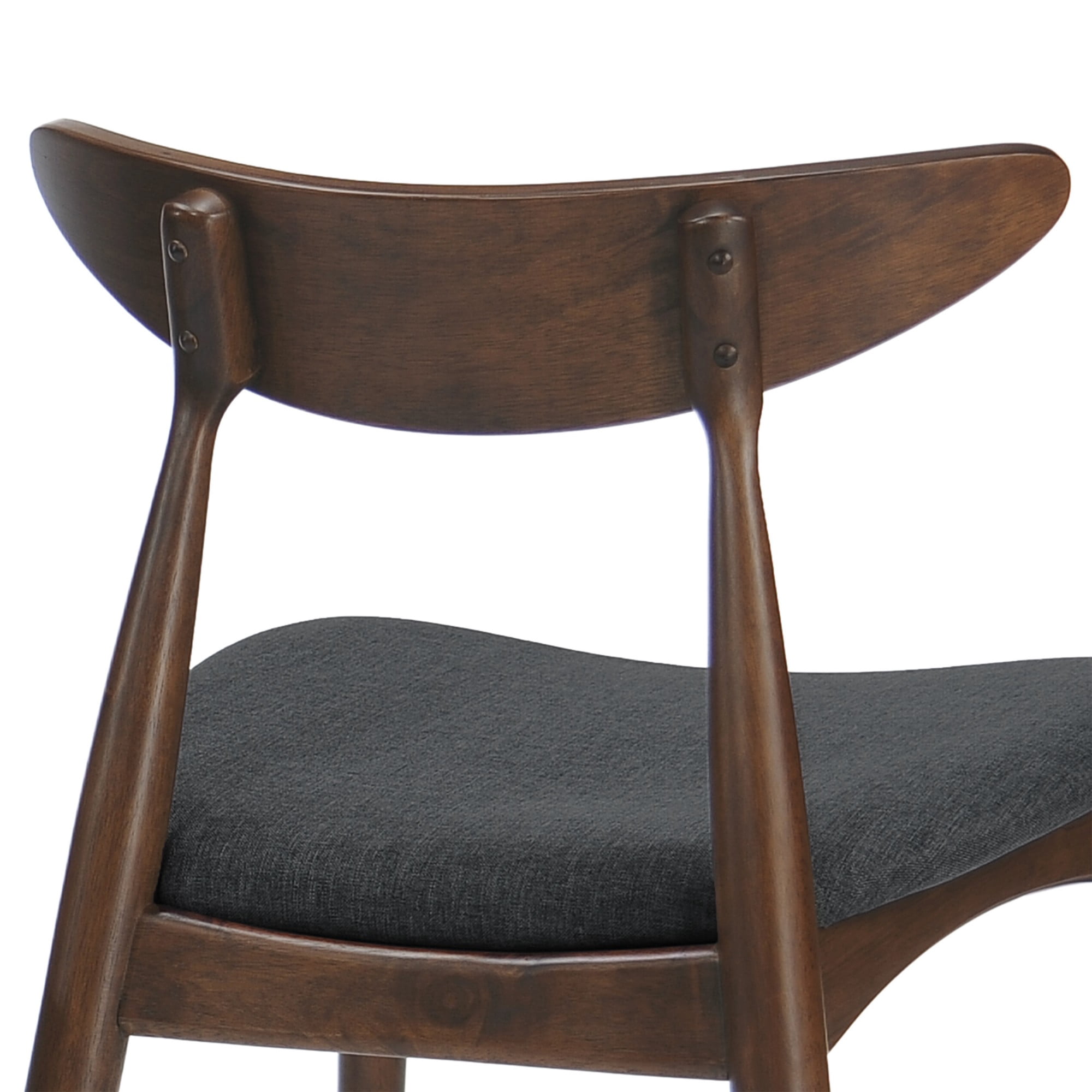 Aukfa Dining Chairs Set of 2, Mid Century Wood Side Chairs with Curved Backrest and Upholstered Seat, Dining Room Chairs for Kitchen, Living Room, Dark Brown