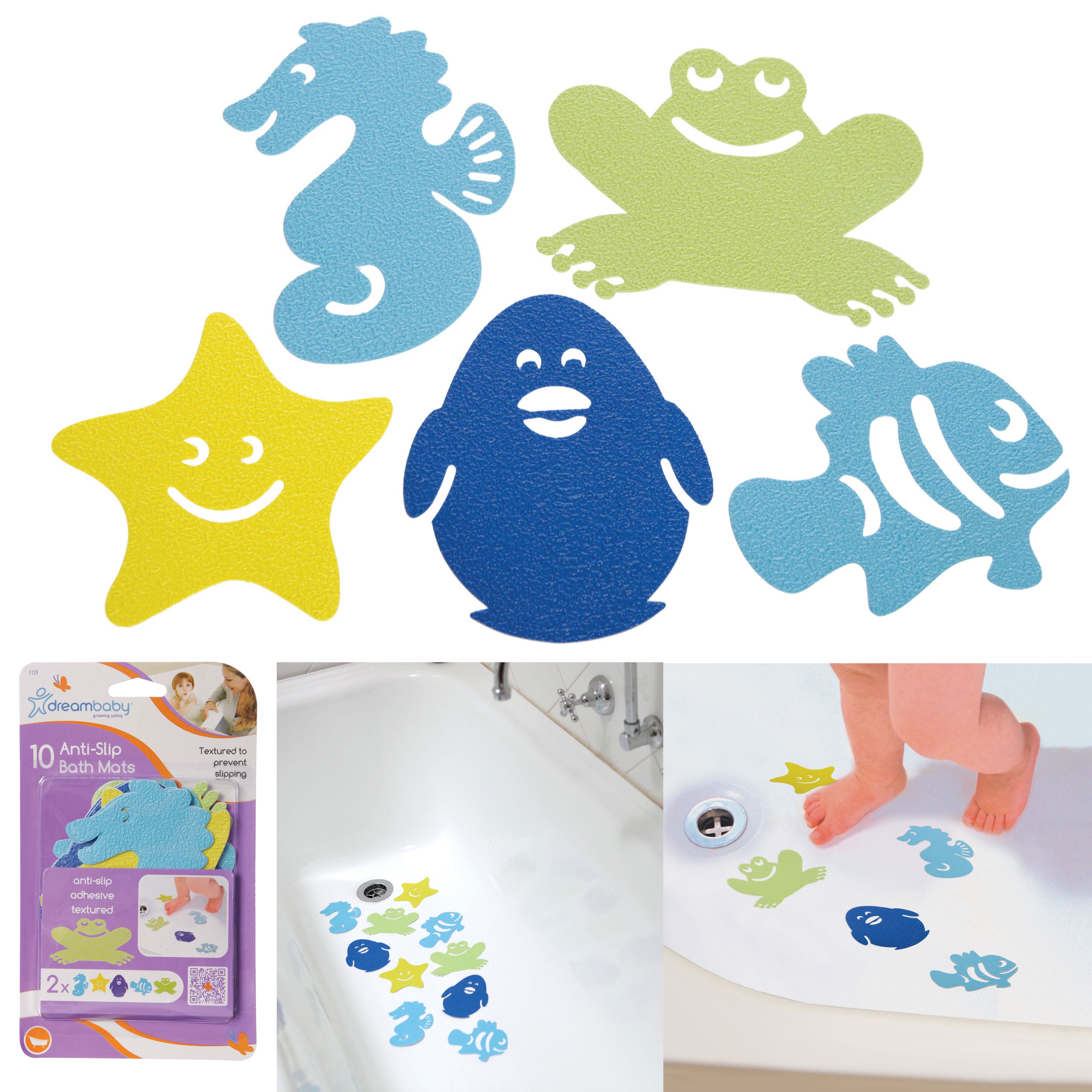 Anti Slip Tread Decal Sticker Tape Tub Bathtub Shower Frog Kids Baby 3.5" 8 pack 