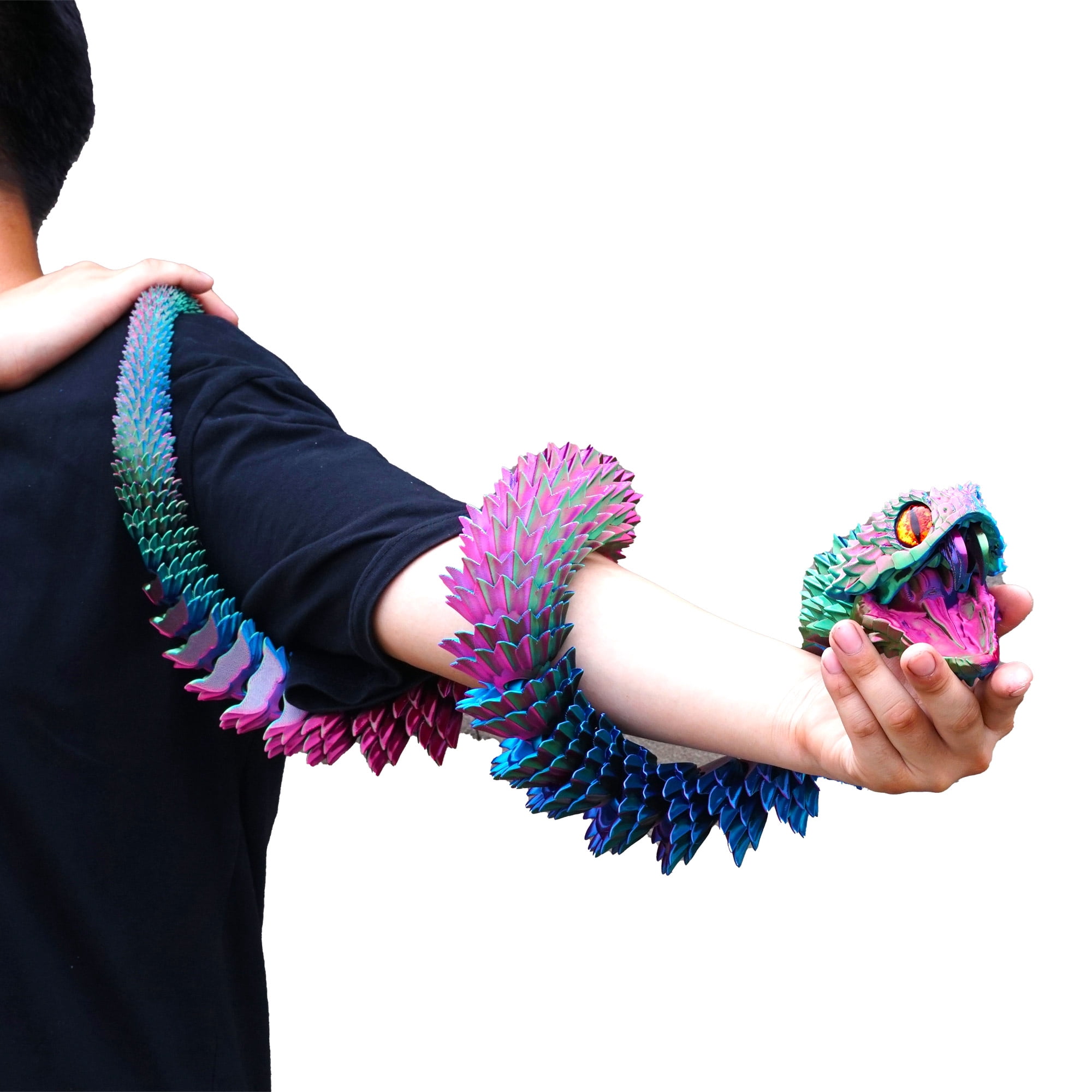 47.5inch 3D Printed snake,Flexible Joint Animal lacertid Figurines,Realistic Eyes, Home Office Decor,Fidget Toy for Adults Teens Boy Festival Gifts