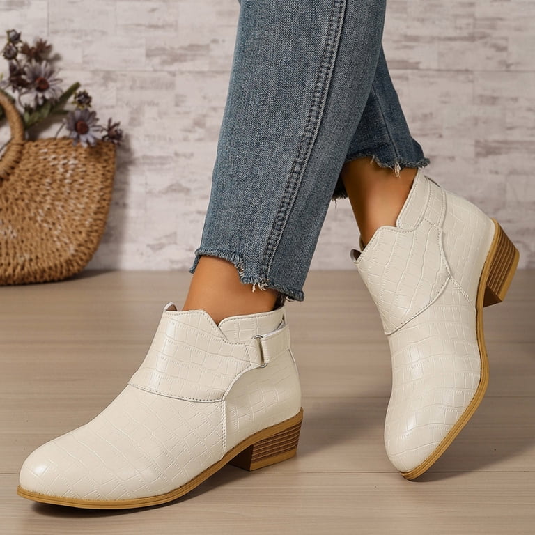 women's winter white dress boots Puntoco Ankle Mid-height Heels Chelsea Zipper Dressy Booties Casual Boots Brown pale blue NWT Shein baby blue Color:Regular Fit Cut quilted panels with a