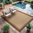 thumbnail image 4 of Outdoor Rug 8x10 Bordered Brown Modern Area Rugs For Indoor And Patios  Kitchen Hallway Mats Washable Porch Deck Outside Carpet (border Jute 8 X 10), 4 of 9