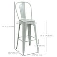thumbnail image 3 of HOMCOM Set of 4 Bar Stools Industrial Removable Back Metal Frame Grey, 3 of 10