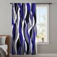 thumbnail image 4 of Blue Stripe Sheer Curtains 72 Inches Long, Ombre Grey Moire Geometric Modern Abstract Light Filering Curtains, Breathable Simi Curtain Privacy Drapes for Living Room Bedroom Window Treatment, 4 of 9