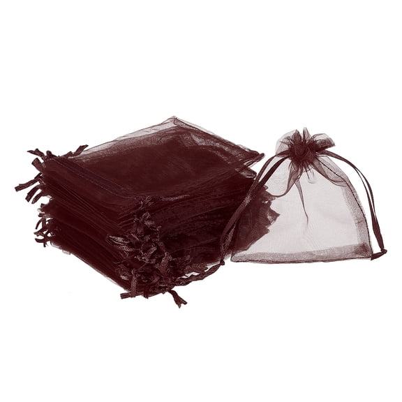 50pcs Organza Bags 4x5 Inch Drawstring Favor Pouches Sheer Mesh Bag for Gift Jewelry Wedding Party Coffee