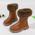 thumbnail image 6 of workcargo Juniors Warm Winter Boots - Coffee, Size 29, Kids Mid-Calf Faux Fur Cuff, Water-Resistant PU, Side Zipper, Durable Comfortable for Cold Days, 6 of 6