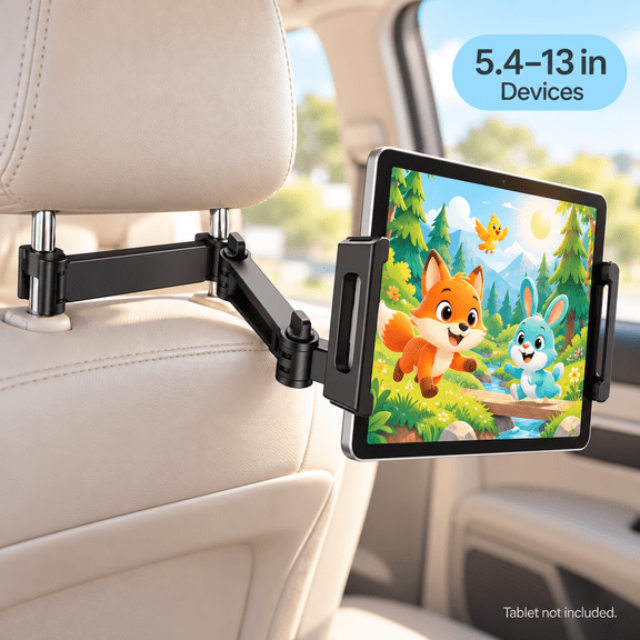 Himonut iPad Holder for Car Backseat, Foldable Car Headrest Tablet Holder for 5.4-13 in Tablets and Phones