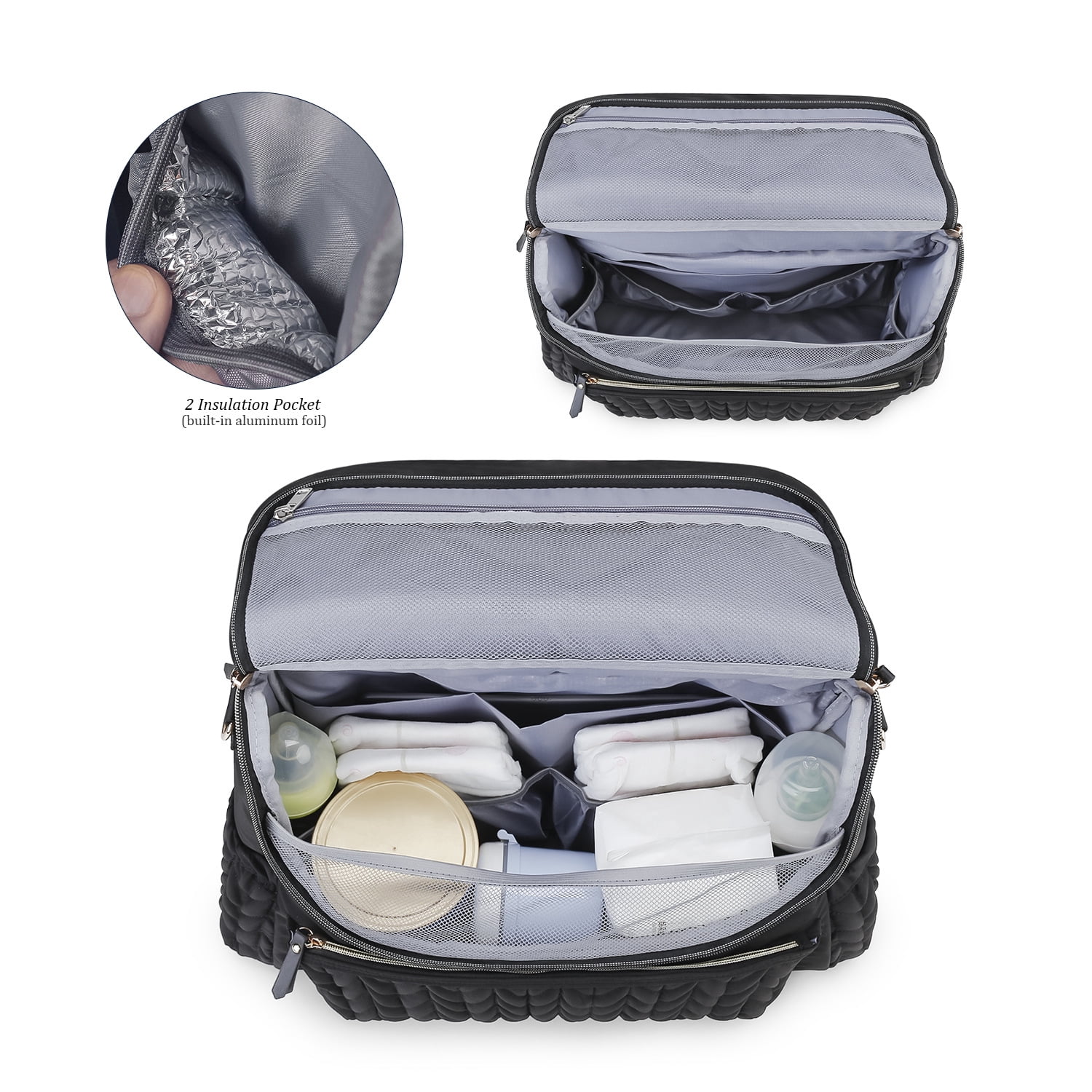 Sunyuer Convertible Diaper Bag Backpack, Waterproof Stylish Nappy Changing Bag, Travel Mummy Bag with Changing Pad & Shoulder Strap