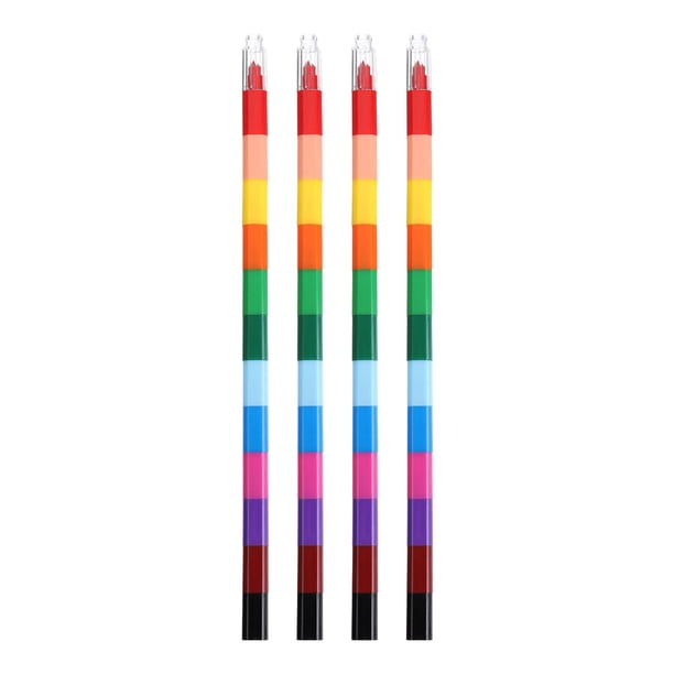 Crayones Apilables Uxcell, Paquete de 8 Crayones Cuadrados Apilables de 12 Colores