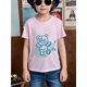 thumbnail image 1 of Camiseta de manga corta para niñas, primavera, verano y otoño, de algodón, sencilla, cómoda y transpirable | Camiseta de manga corta de algodón con estampado de oso grafiti | Ropa infantil de manga, 1 of 6