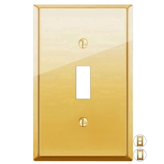 Rio Salto BRASS Signature Collection Midsize Polished Gold Toggle Light Switch Covers Wall Plate Single Togle Wallplate Decorative Gold 1 Gang Metal Toggle Midsize 1-Pack