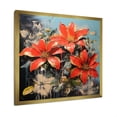 thumbnail image 2 of Designart "Passionate Poinsettias in Flower V" Floral Framed Wall Art Decor - Traditional Red Poinsettias Living Room Framed Canvas Art, 2 of 6