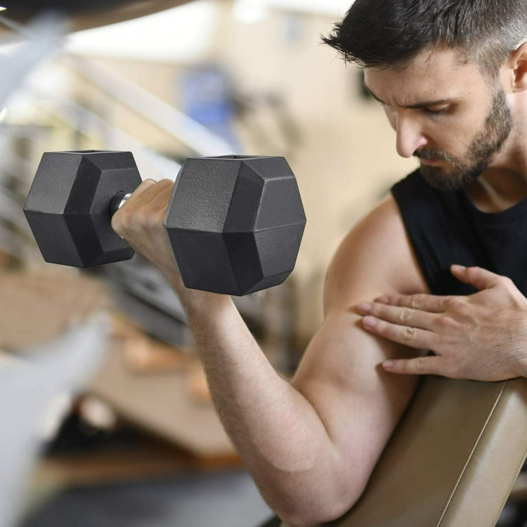 RELIFE REBUILD YOUR LIFE 25 lb Rubber Hex Dumbbell Hand Free Weight for Home Gym Fitness Single