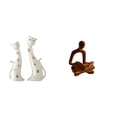 thumbnail image 1 of Figurita de pareja de gatos, estatua abstracta de animal pensador, regalo de boda, repisa de comedor, pieza de colección, artesanía para mesa, adorno,, 1 of 8