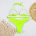 thumbnail image 6 of Jamicy Womens Swimwear 2025 Summer New Women's 2 Piece Halter Bikini Sets Solid Ruched Self-Tie Back Swimwear with Bottoms Bathing Suit Swimsuit, 6 of 6