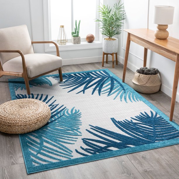 Well Woven Rashida Blue Tropical Floral Area Rug