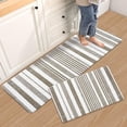 thumbnail image 3 of Striped Kitchen Rugs Set of 2, Cushioned Anti-Fatigue Kitchen Mats for Floor, Boho Non-Slip Waterproof Kitchen Floor Mat Washable for Kitchen, Home, Office, Laundry, Khaki, 3 of 6