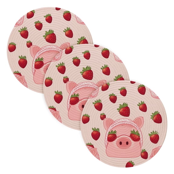 BZSMCE Mats for Pots,Pans Place Piggy Wearing Hood Simple Style Pattern Pot Mats