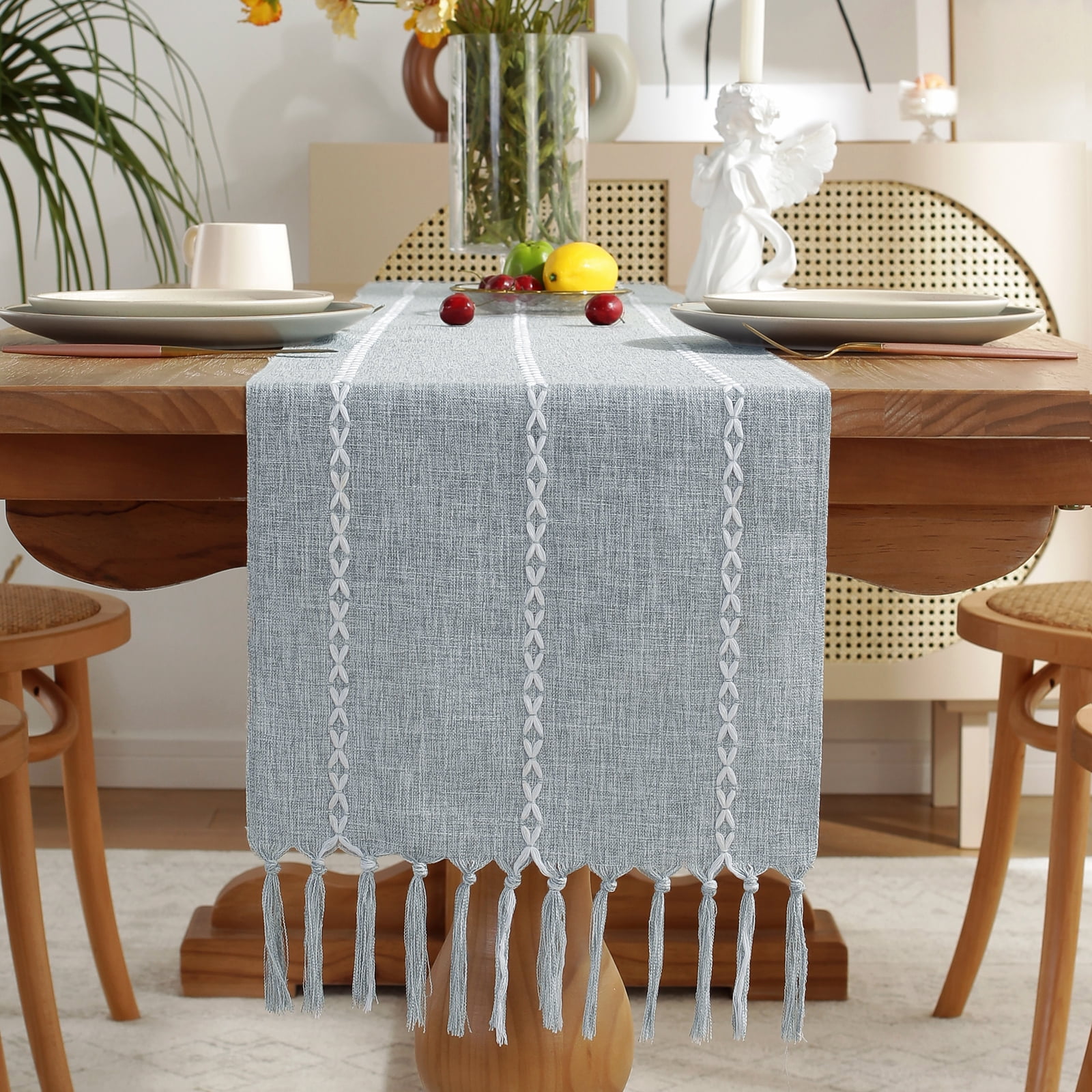 Wracra Rustic Linen Table Runner Farmhouse Style Table Runners 108