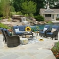 thumbnail image 2 of Meetleisure 7-Piece Wicker Patio Conversation Set with Swivel Chair And Table, Blue, 2 of 7