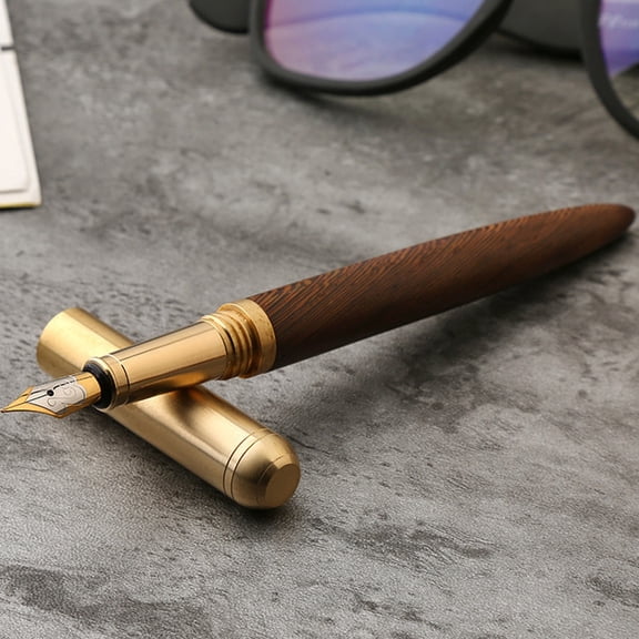 QIJGEBGG Wooden Fountain Pens, Handcrafted Vintage Luxury Pen, Fine Point Business Pen, Smooth Writing for Journaling & Calligraphy Handcrafted Wooden Fountain PenShort Paragraph Pocket