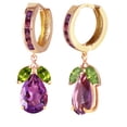 thumbnail image 1 of Galaxy Gold 14k Solid Gold Amethyst Dangle Earrings with Peridots, 1 of 2