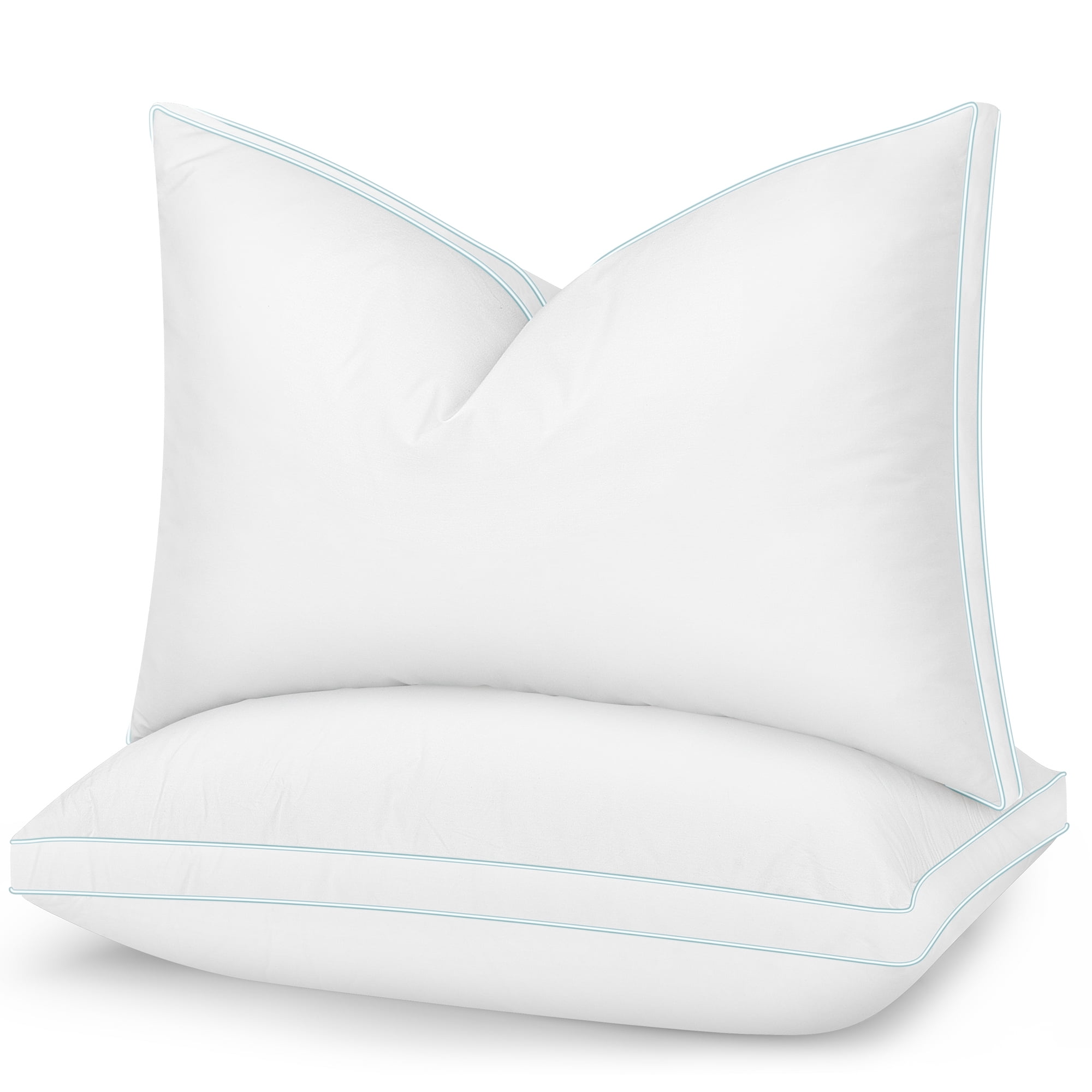 FAPO Goose Feather Down Pillows, Gusseted Bed Pillows King Size Set of 2 with Cotton Cover