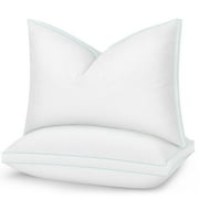 FAPO Goose Feather Down Pillows, Gusseted Bed Pillows King Size Set of 2 with Cotton Cover