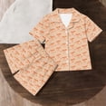 thumbnail image 6 of ITSAME Girls Outfit Sets, Bow Print Lapel Button Up Tops and Shorts Fashion Lougewear 2-Piece Orange Size 14-15, 6 of 7