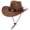 Khaki, variant on Hat Western Wide Brimmed Hat for Women Men Casual Wear Western Fedoras PU Headwear Unisex Wear