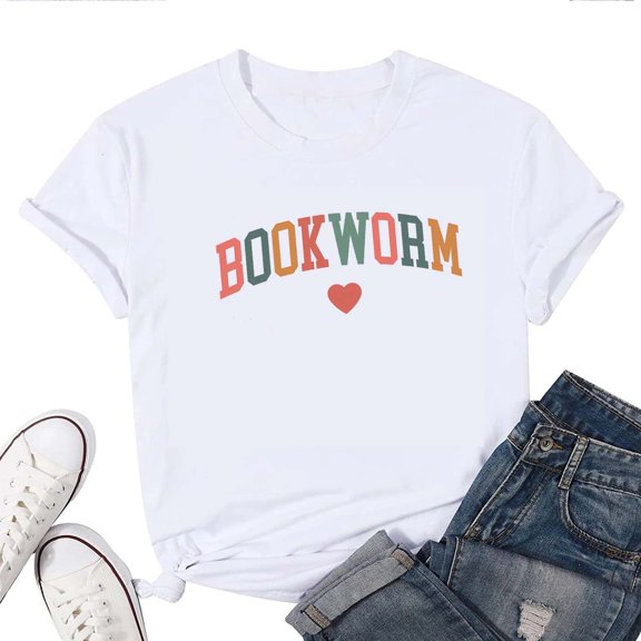 Bookworm T-Shirt for Women,Cute Reading Lover Bookish Graphic Tee for Readers and Librarians