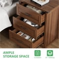 thumbnail image 4 of FANRAL Nightstand Set of 2,3 Drawer Farmhouse Nightstands,Wooden Bedside Table Set,Sturdy Storage End Tables for Bedroom Living Room,Walnut Night Stand, 4 of 7