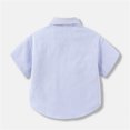 thumbnail image 5 of FYDUU Back To School Shirts for Boys Striped Short Sleeve Button Down Shirt Kids Formal Dress Shirts Fashion Casual School Uniform Tops 3-4 Years, 5 of 9