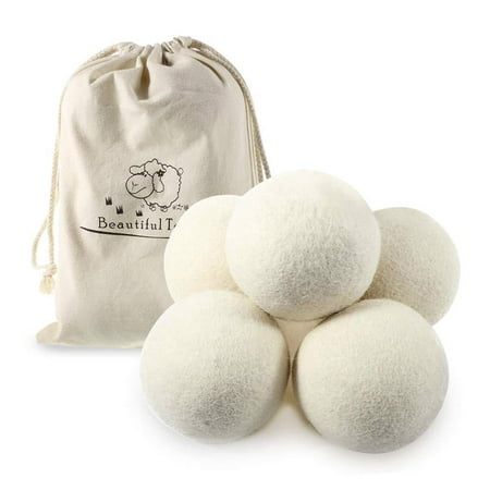 Beautiful-tech Premium Australian Wool Dryer Balls (5 Pack) (2.75 Inch) Reusable Organic Natural Fabric Softener and Static Reducer, Softens Reduces Wrinkles and Helps Dry Clothes in Laundry Quicker