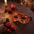 thumbnail image 4 of Masquerade Mask Red Gold Floral Fabric Masquerade Mask for Men with Ribbon Tie for Party Masquerade Ball Festive Events, 4 of 6